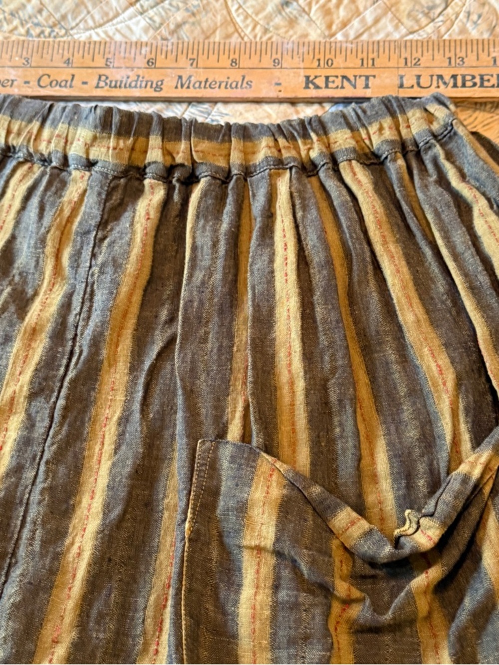 Striped Casual Men’s Pants in Brown and Tan - Picture 3 of 4